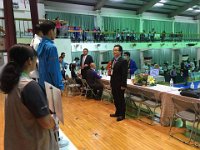 013
107年全國中學運動會第三天本會主任委員宋一信善盡地主之誼接待全國各縣市主任委員;裁判女士先生;改選後空手道協會理監事均蒞會關心打氣;除還邀約協
會副會長等到場人士共同頒獎為選手加油並合影留念。